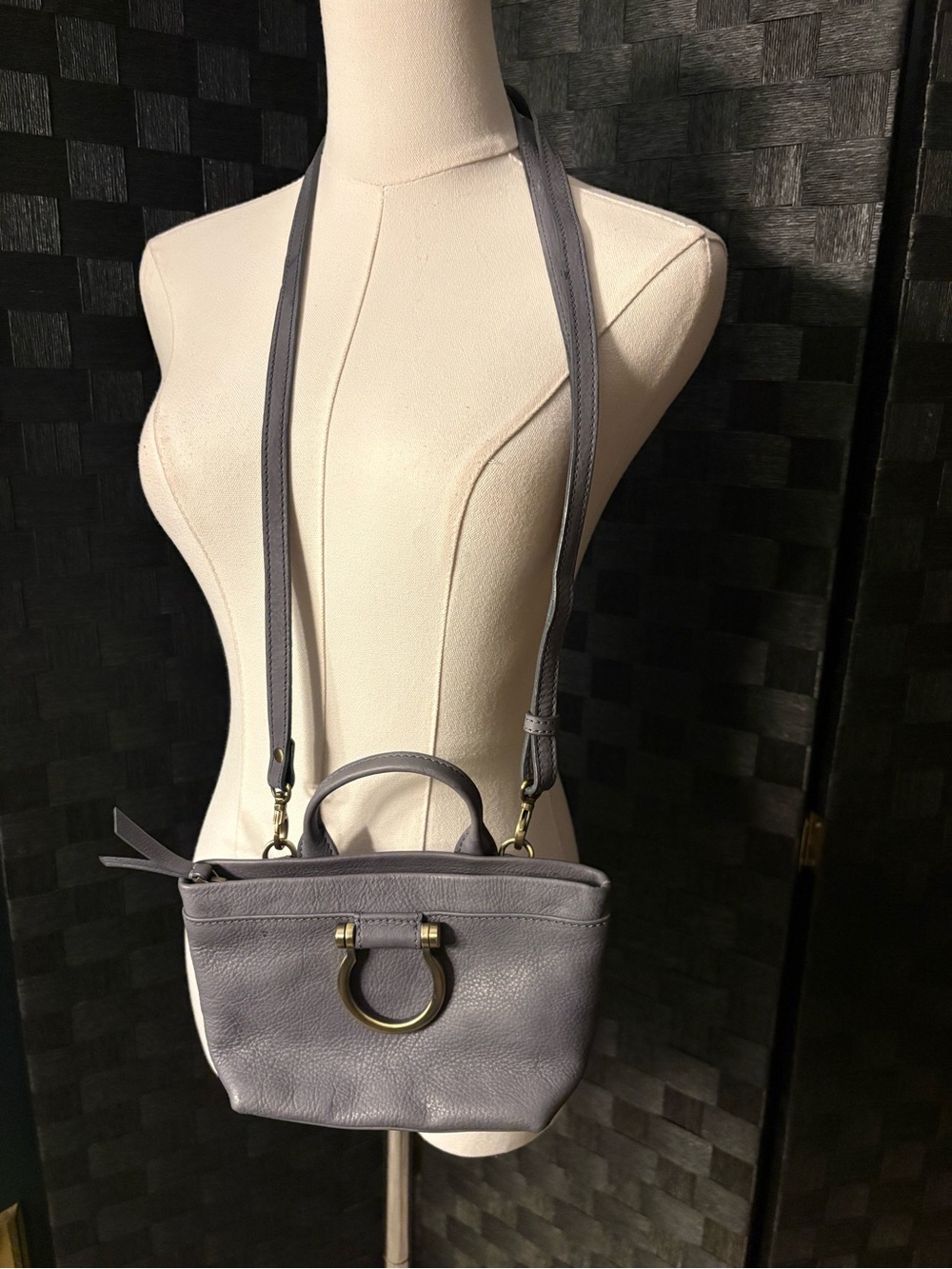 Sapahn Roger Mini Crossbody 
Gray buttery-soft leather